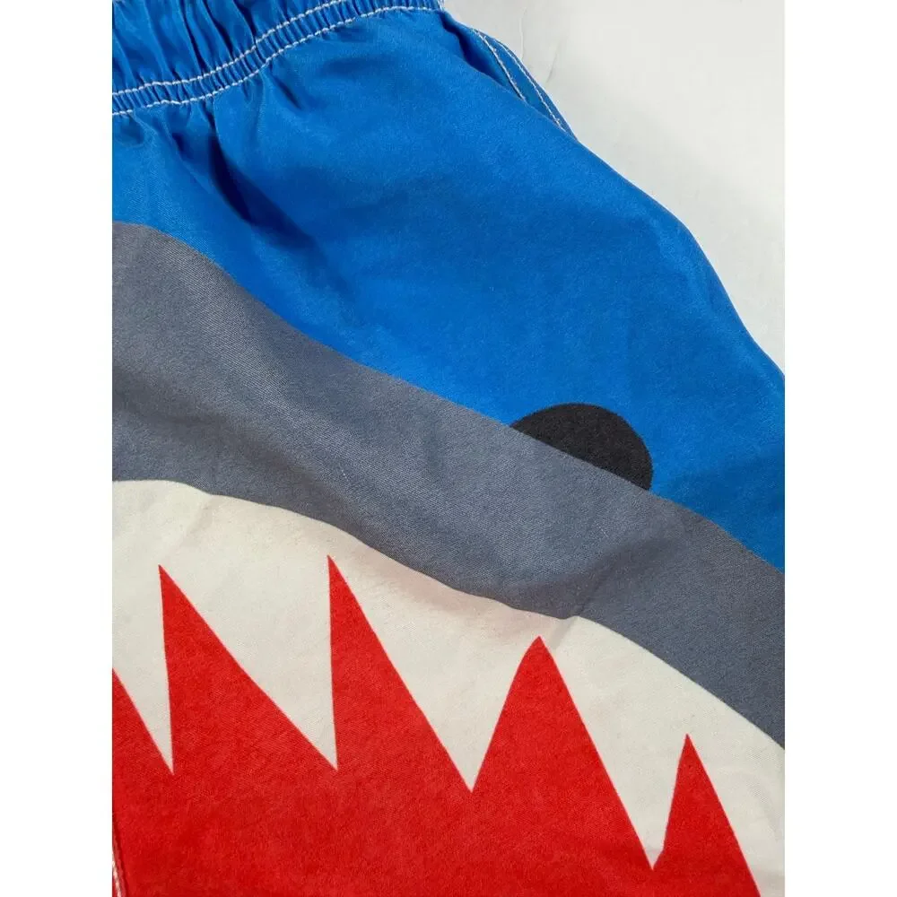 Mini Boden Shark Swim Trunks Blue Size 7-8 swim shorts